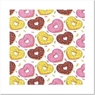 Heart Donuts Pattern Posters and Art